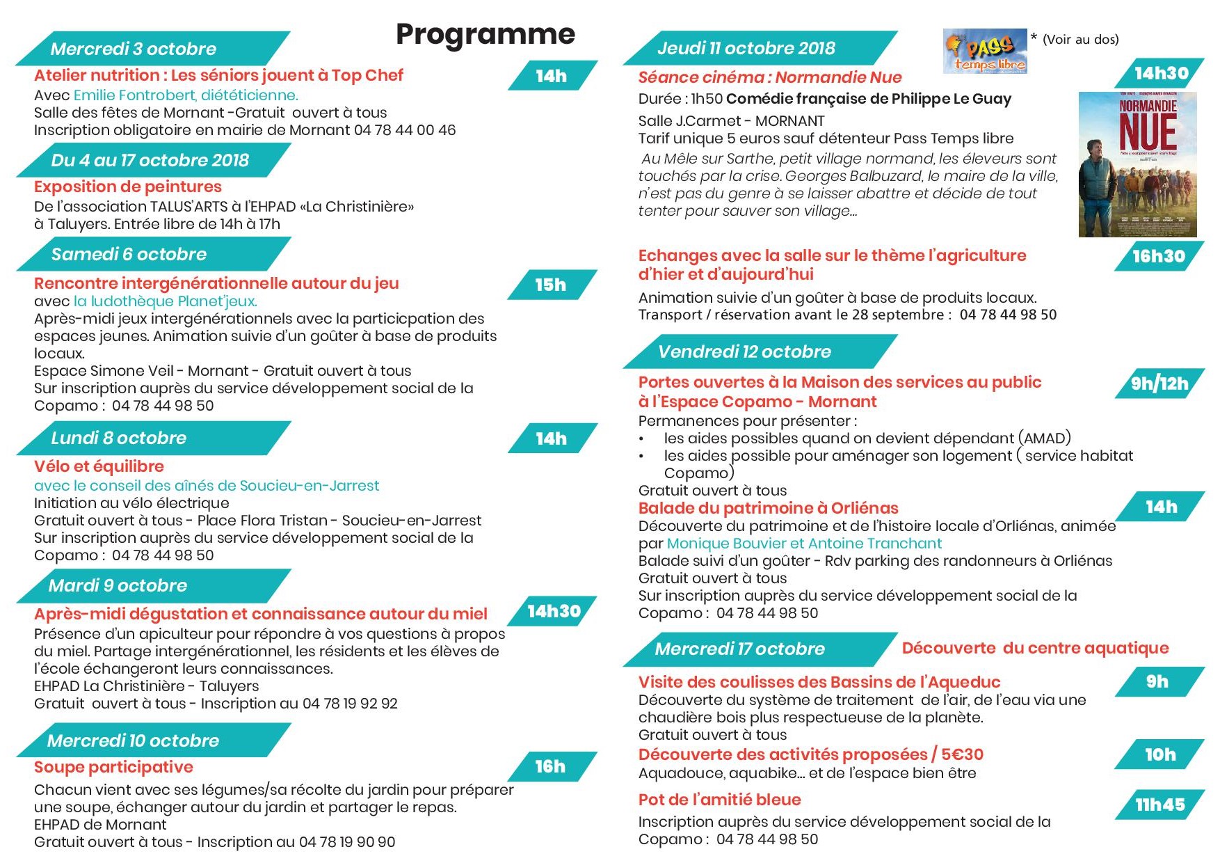 Programme semaine bleue 20182